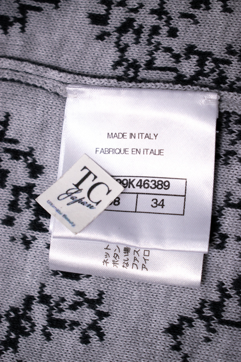 CHANEL 19PS Smoky Blue Gray CC Logo Cotton Knit Cardigan 34 36 シャネル ネイビー スモーキー グレー CC ロゴ コットン ロング ニット カーディガン 即発