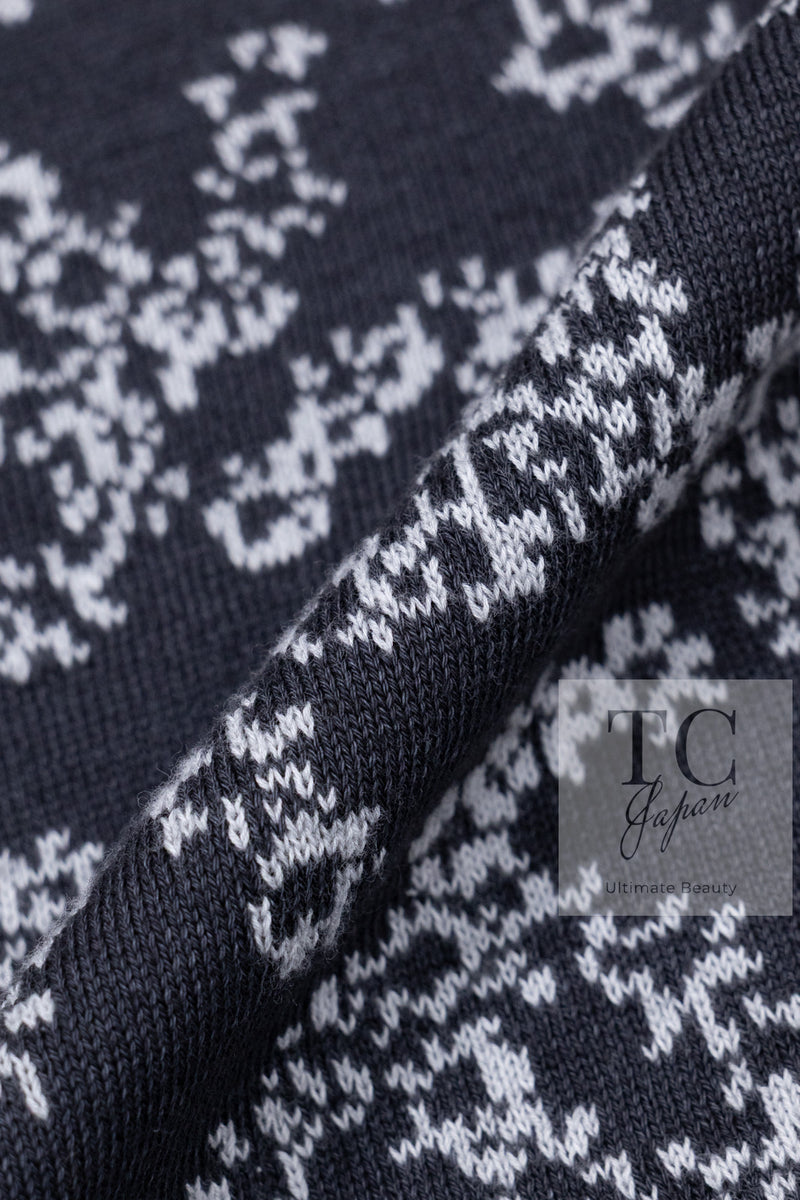 CHANEL 19PS Smoky Blue Gray CC Logo Cotton Knit Cardigan 34 36 シャネル ネイビー スモーキー グレー CC ロゴ コットン ロング ニット カーディガン 即発