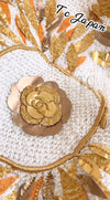 CHANEL 18C Ivory Gold Leaf Floral Knit Tops Sweater 36 38 シャネル シャネル アイボリー ゴールド リーフ フローラル 装飾 ニット トップス セーター 即発