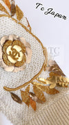 CHANEL 18C Ivory Gold Leaf Floral Knit Tops Sweater 36 38 シャネル シャネル アイボリー ゴールド リーフ フローラル 装飾 ニット トップス セーター 即発