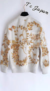 CHANEL 18C Ivory Gold Leaf Floral Knit Tops Sweater 36 38 シャネル シャネル アイボリー ゴールド リーフ フローラル 装飾 ニット トップス セーター 即発