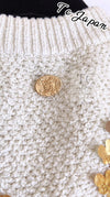 CHANEL 18C Ivory Gold Leaf Floral Knit Tops Sweater 36 38 シャネル シャネル アイボリー ゴールド リーフ フローラル 装飾 ニット トップス セーター 即発