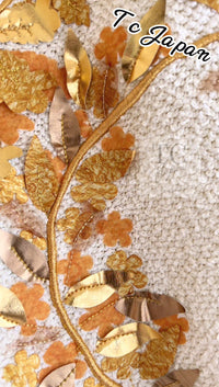 CHANEL 18C Ivory Gold Leaf Floral Knit Tops Sweater 36 38 シャネル シャネル アイボリー ゴールド リーフ フローラル 装飾 ニット トップス セーター 即発