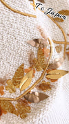 CHANEL 18C Ivory Gold Leaf Floral Knit Tops Sweater 36 38 シャネル シャネル アイボリー ゴールド リーフ フローラル 装飾 ニット トップス セーター 即発