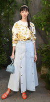 CHANEL 18C Ivory Gold Leaf Floral Knit Tops Sweater 36 38 シャネル シャネル アイボリー ゴールド リーフ フローラル 装飾 ニット トップス セーター 即発