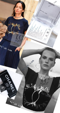 CHANEL 18C White CC Gold Leaf Logo T-shirt Tops S 36 38 シャネル ホワイト CC ゴールド ロゴ Tシャツ スウェット トップス 即発