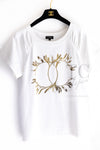 CHANEL 18C White CC Gold Leaf Logo T-shirt Tops S 36 38 シャネル ホワイト CC ゴールド ロゴ Tシャツ スウェット トップス 即発