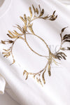 CHANEL 18C White CC Gold Leaf Logo T-shirt Tops S 36 38 シャネル ホワイト CC ゴールド ロゴ Tシャツ スウェット トップス 即発