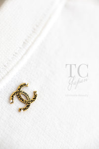 CHANEL 18C White CC Gold Leaf Logo T-shirt Tops S 36 38 シャネル ホワイト CC ゴールド ロゴ Tシャツ スウェット トップス 即発
