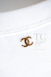 CHANEL 18C White CC Gold Leaf Logo T-shirt Tops S 36 38 シャネル ホワイト CC ゴールド ロゴ Tシャツ スウェット トップス 即発