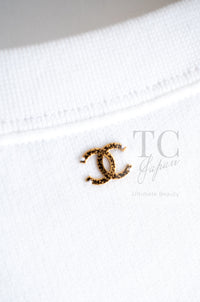 CHANEL 18C White CC Gold Leaf Logo T-shirt Tops S 36 38 シャネル ホワイト CC ゴールド ロゴ Tシャツ スウェット トップス 即発