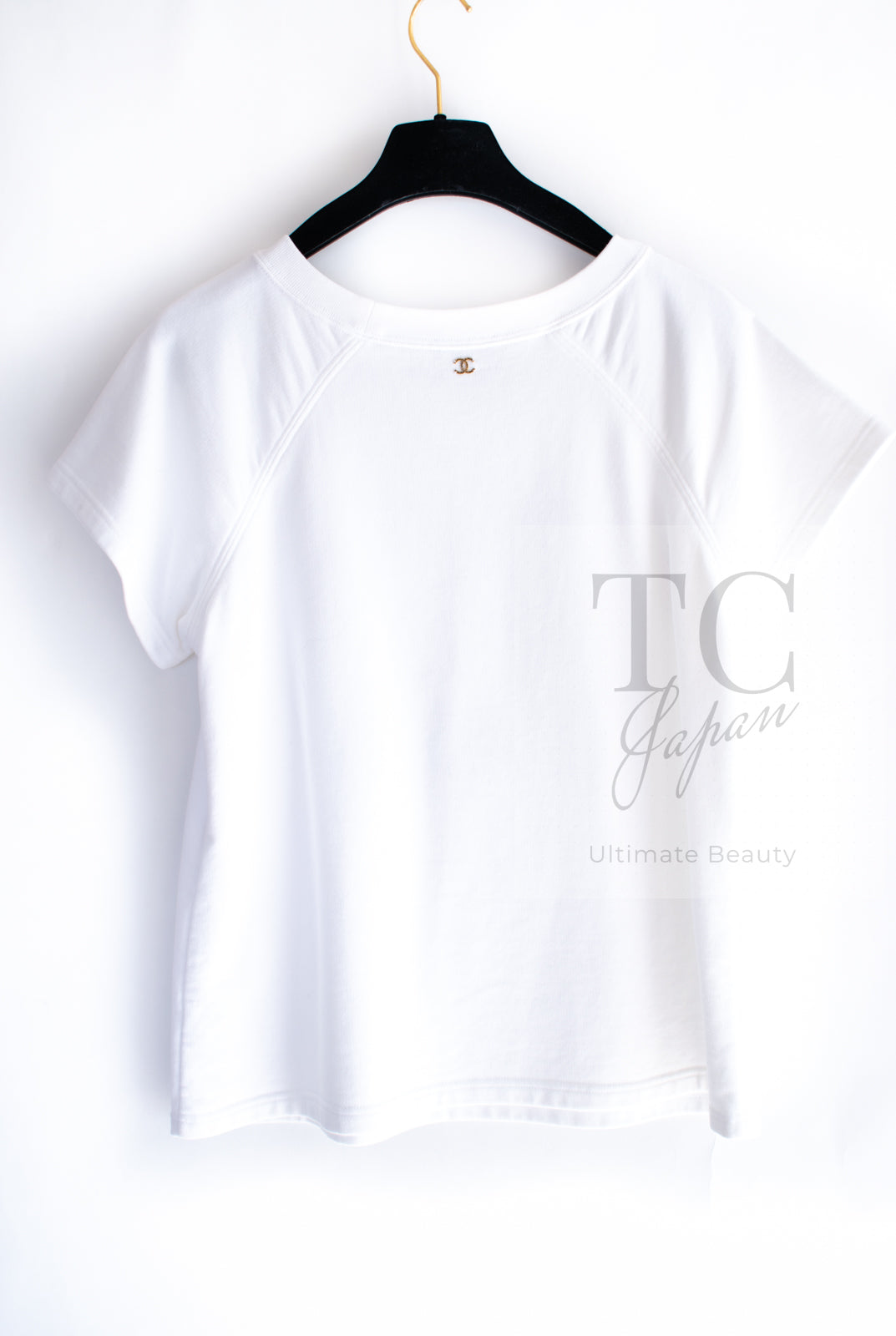 CHANEL 18C White CC Gold Leaf Logo T-shirt Tops S 36 38 シャネル ホワイト CC ゴールド ロゴ Tシャツ スウェット トップス 即発