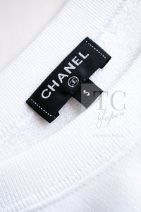 CHANEL 18C White CC Gold Leaf Logo T-shirt Tops S 36 38 シャネル ホワイト CC ゴールド ロゴ Tシャツ スウェット トップス 即発