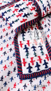 CHANEL 16S White Red Blue Airplane Tops Sweater 34 シャネル ホワイト レッド ブルー 飛行機 ニット トップス セーター 即発