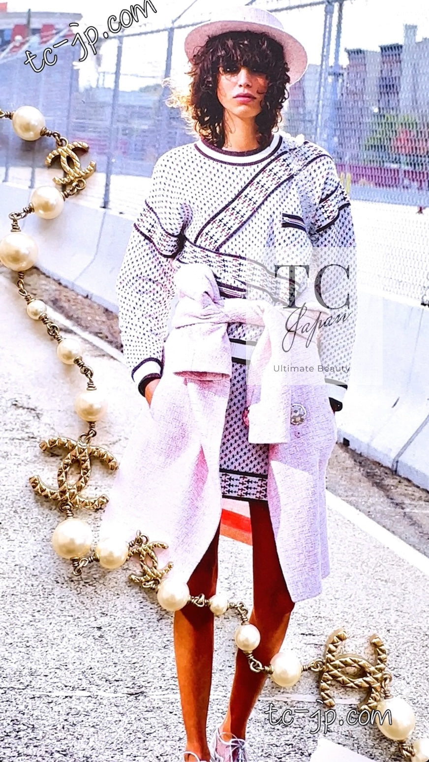 CHANEL 16S White Red Blue Tricolor Airplane Tops Sweater 38 シャネル ホワイト レッド ブルー 飛行機 ニット セーター トレーナー 即発