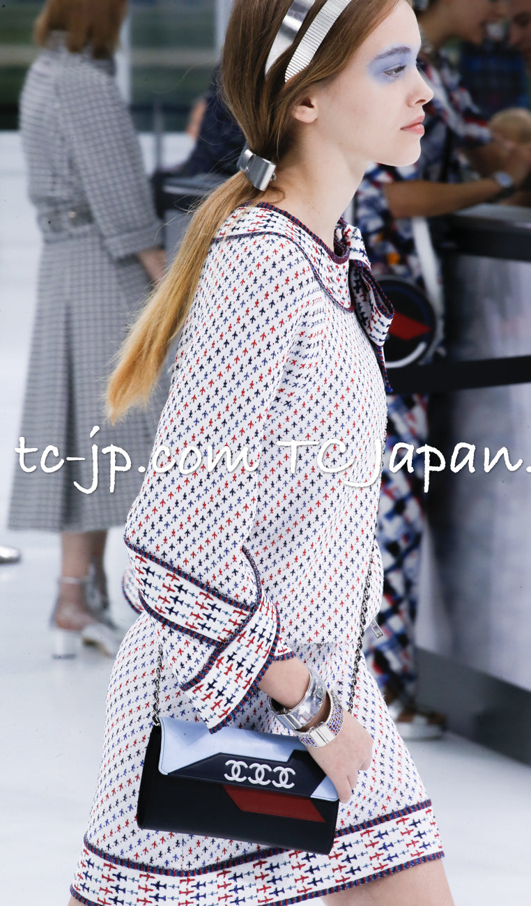 CHANEL 16S White Red Blue Tricolor Airplane Tops Sweater 38 シャネル ホワイト レッド ブルー 飛行機 ニット セーター トレーナー 即発