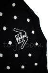 CHANEL 08A Black Dot Logo Cashmere Knit Sweater 36 シャネル ブラック ドット ロゴ カシミヤ ニット セーター 即発