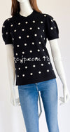 CHANEL 08A Black Dot Logo Cashmere Knit Sweater 36 シャネル ブラック ドット ロゴ カシミヤ ニット セーター 即発