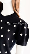 CHANEL 08A Black Dot Logo Cashmere Knit Sweater 36 シャネル ブラック ドット ロゴ カシミヤ ニット セーター 即発