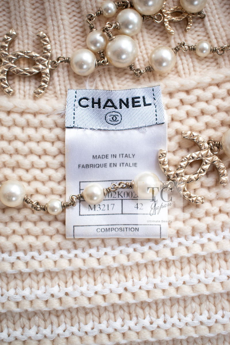 CHANEL 06A Ivory Creme Cashmere Mohair Cape Cardigan 38 42 44 46 48 50 シャネル カシミア モヘア アイボリー クリーム ポンチョ ケープ カーディガン 即発