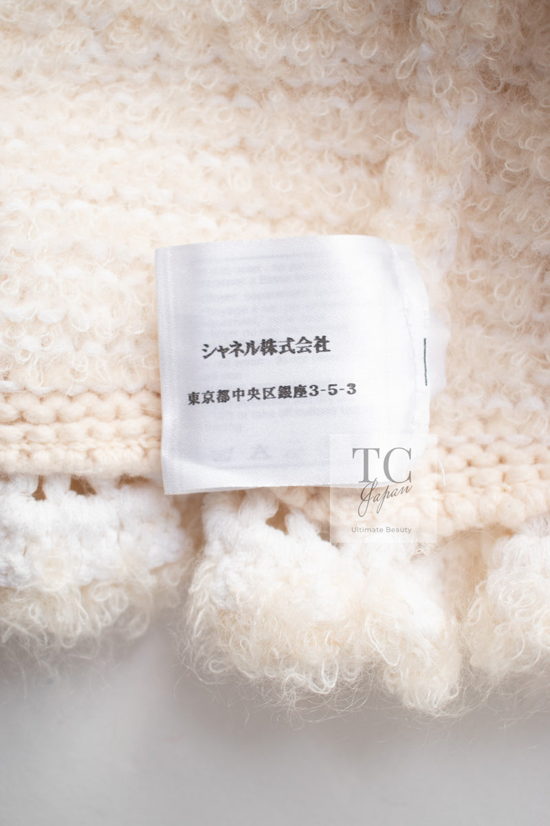 CHANEL 06A Ivory Creme Cashmere Mohair Cape Cardigan 38 42 44 46 48 50 シャネル カシミア モヘア アイボリー クリーム ポンチョ ケープ カーディガン 即発