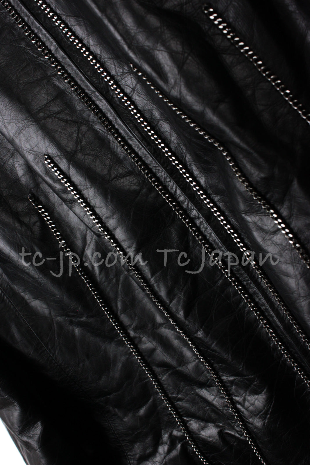 CHANEL 06PF Black Leather Jacket Silver Tone Chain 38 シャネル シルバーチェーン・カーフ レザー・ジャケット 即発