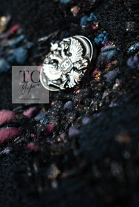 CHANEL 09PF Navy Velvet Satin Tweed Jacket Skirt 40 42 シャネル ベルベット・サテン・ジャケット・スカート