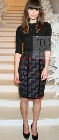 CHANEL 09PF Navy Velvet Satin Tweed Jacket Skirt 40 42 シャネル ベルベット・サテン・ジャケット・スカート