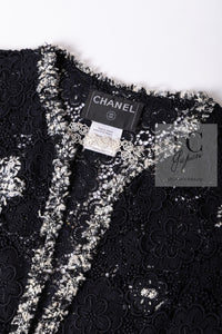 CHANEL 04S Camellia Black Lace Cardigan Jacket Skirt Set up 38 シャネル カメリア ブラック レース カーディガン ジャケット スカート セットアップ 即発