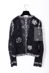 CHANEL 04S Camellia Black Lace Cardigan Jacket Skirt Set up 38 シャネル カメリア ブラック レース カーディガン ジャケット スカート セットアップ 即発