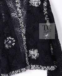 CHANEL 04S Camellia Black Lace Cardigan Jacket Skirt Set up 38 シャネル カメリア ブラック レース カーディガン ジャケット スカート セットアップ 即発