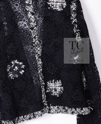 CHANEL 04S Camellia Pale Black Lace Cardigan Jacket 38 シャネル カメリア ブラック レース カーディガン ジャケット 即発