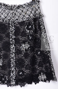 CHANEL 04S Camellia Black Lace Cardigan Jacket Skirt Set up 38 シャネル カメリア ブラック レース カーディガン ジャケット スカート セットアップ 即発
