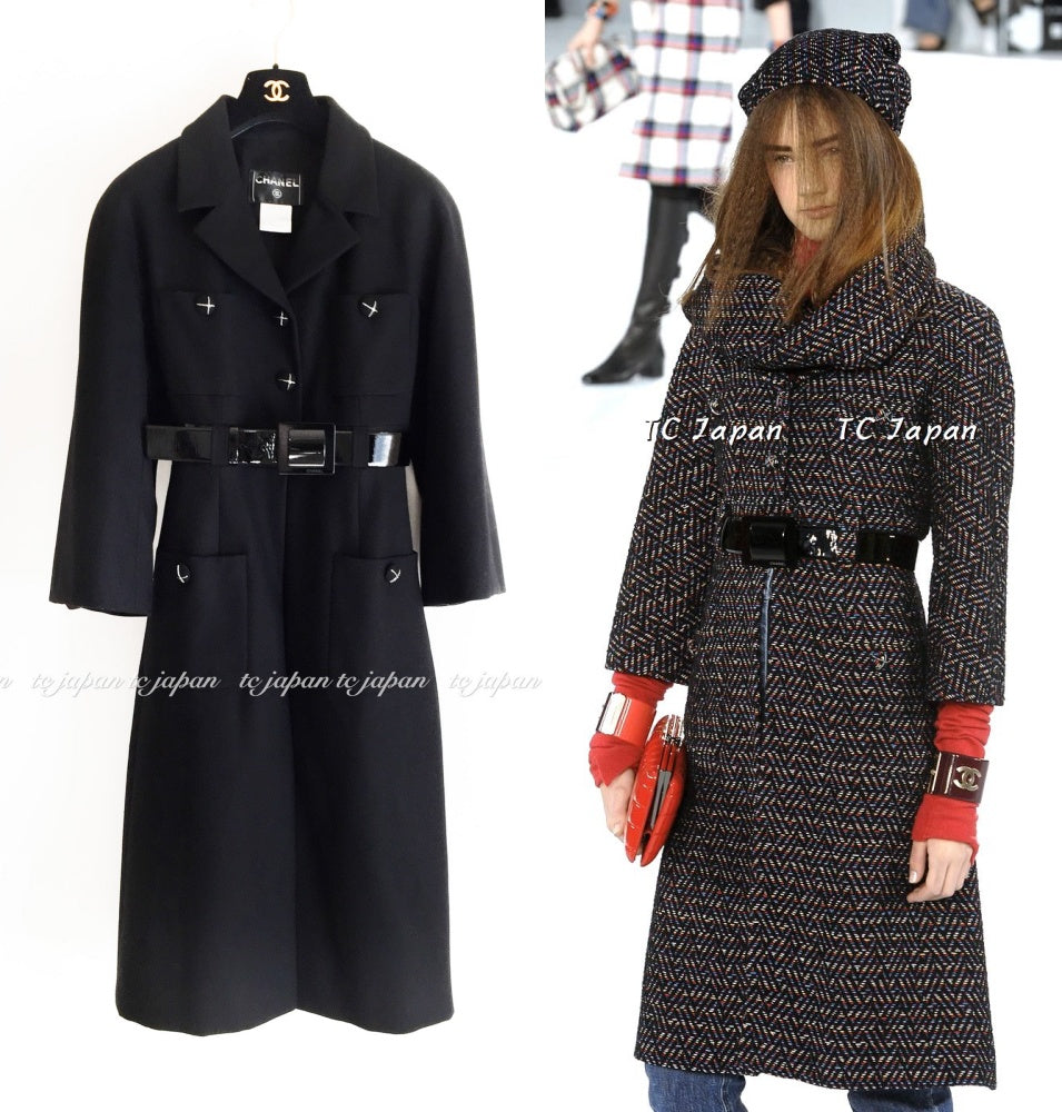 CHANEL 07A Black Wool Belt Coat 42 シャネル ブラック ウール ベルト付 コート 即発
