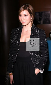 CHANEL 08C Black Beaded Chain Cotton Wool Tweed Jacket Skirt Suit 38 シャネル ブラック ビーズ チェーン コットン ウール ツイード ジャケット スカート スーツ 即発