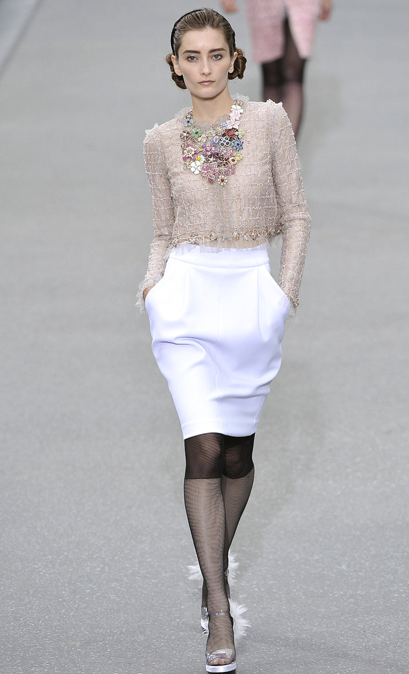 CHANEL 09S Beige Beaded Trim Jacket 38 シャネル ベージュ ビーズ トリミング ジャケット サラ・ジェシカ・パーカー着用 即発