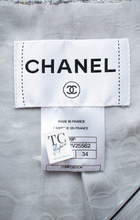 CHANEL 09S Light Gray Mint Cotton Wool Tweed Jacket Skirt Suit 34 シャネル ライト グレー ミント コットン ウール ツイード ジャケット スカート スーツ 即発
