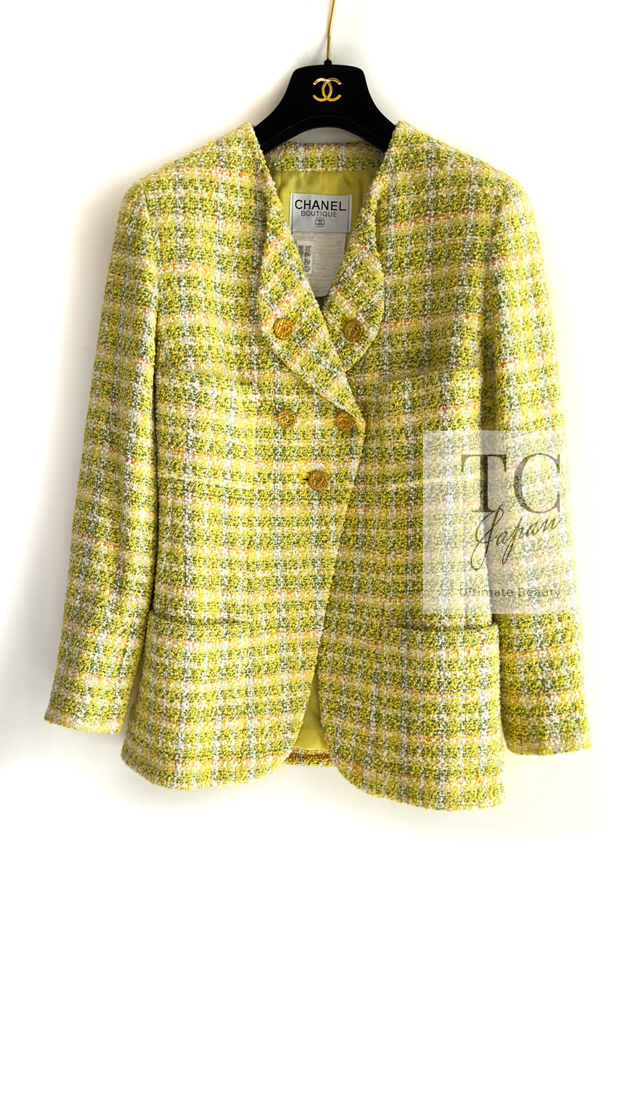 シャネル ヴィンテージ ジャケット CHANEL イエローミックス スーパー
