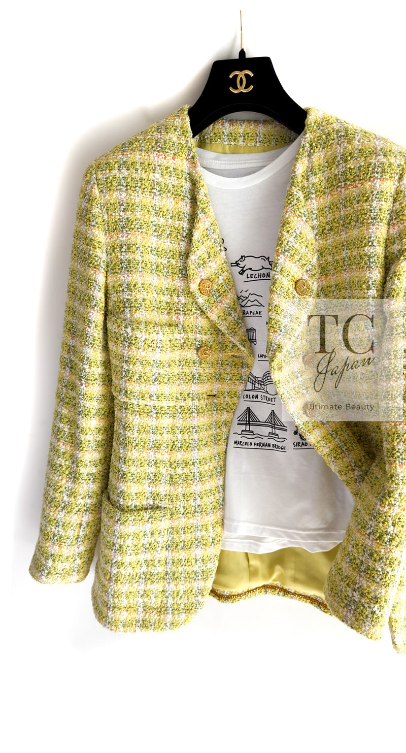 CHANEL 94S Vintage Documented Yellow ICONIC Cindy Crawford Jacket 40 シャネル ヴィンテージ イエローミックス スーパーモデル ジャケット 即発