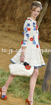 CHANEL 10S Ivory Flower Silk Cotton Knit Cardigan 34 シャネル アイボリー 花柄 アップリケ 刺繍 クロシェ シルク コットン ニット カーディガン 即発