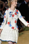 CHANEL 10S Ivory Flower Silk Cotton Knit Cardigan 34 シャネル アイボリー 花柄 アップリケ 刺繍 クロシェ シルク コットン ニット カーディガン 即発