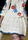 CHANEL 10S Ivory Flower Silk Cotton Knit Cardigan 34 シャネル アイボリー 花柄 アップリケ 刺繍 クロシェ シルク コットン ニット カーディガン 即発