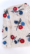 CHANEL 10S Ivory Flower Silk Cotton Knit Cardigan 34 シャネル アイボリー 花柄 アップリケ 刺繍 クロシェ シルク コットン ニット カーディガン 即発