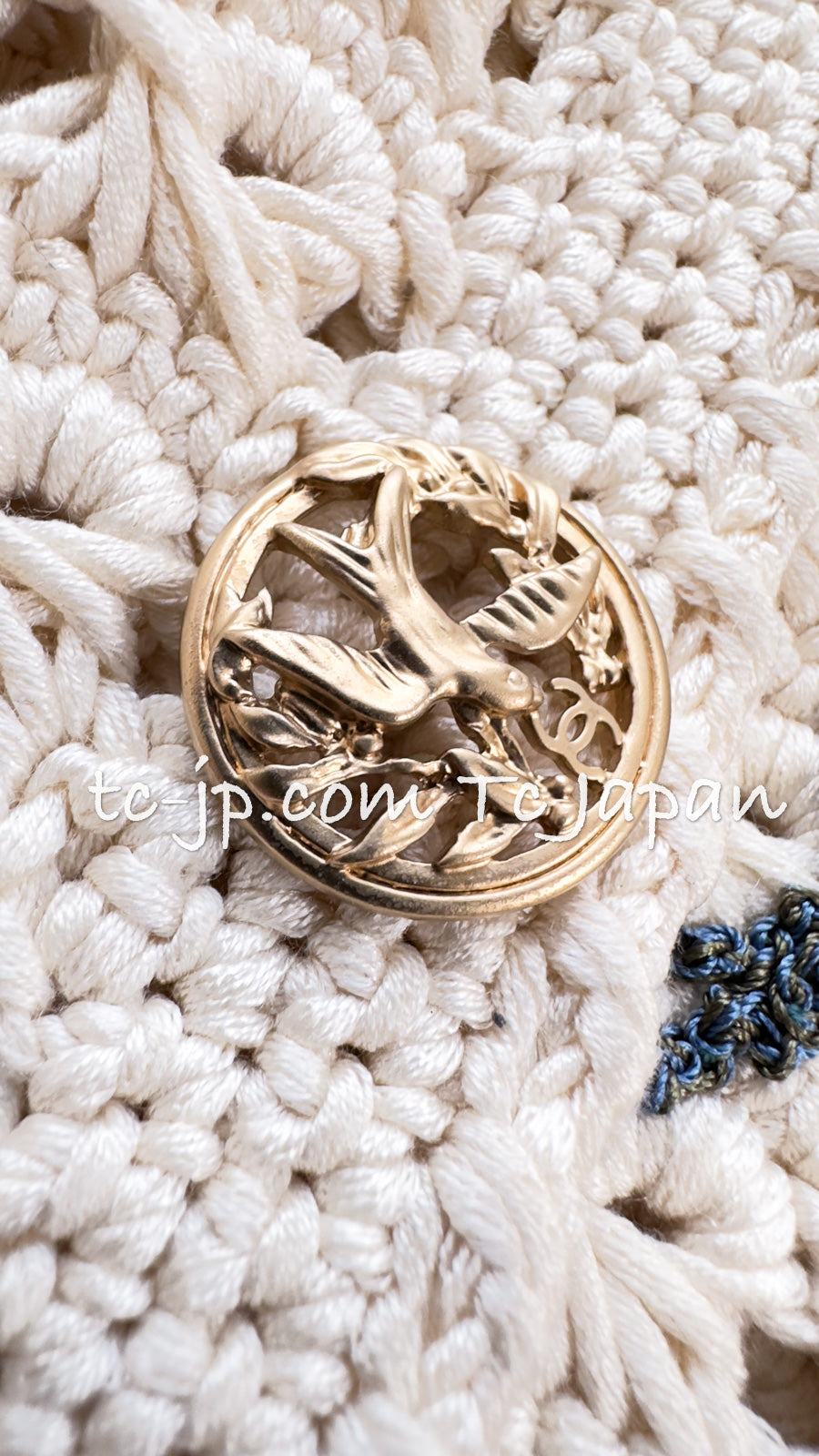 CHANEL 10S Ivory Flower Silk Cotton Knit Cardigan 34 シャネル アイボリー 花柄 アップリケ 刺繍 クロシェ シルク コットン ニット カーディガン 即発