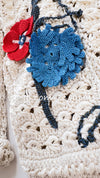 CHANEL 10S Ivory Flower Silk Cotton Knit Cardigan 34 シャネル アイボリー 花柄 アップリケ 刺繍 クロシェ シルク コットン ニット カーディガン 即発