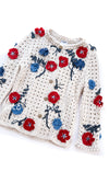 CHANEL 10S Ivory Flower Silk Cotton Knit Cardigan 34 シャネル アイボリー 花柄 アップリケ 刺繍 クロシェ シルク コットン ニット カーディガン 即発