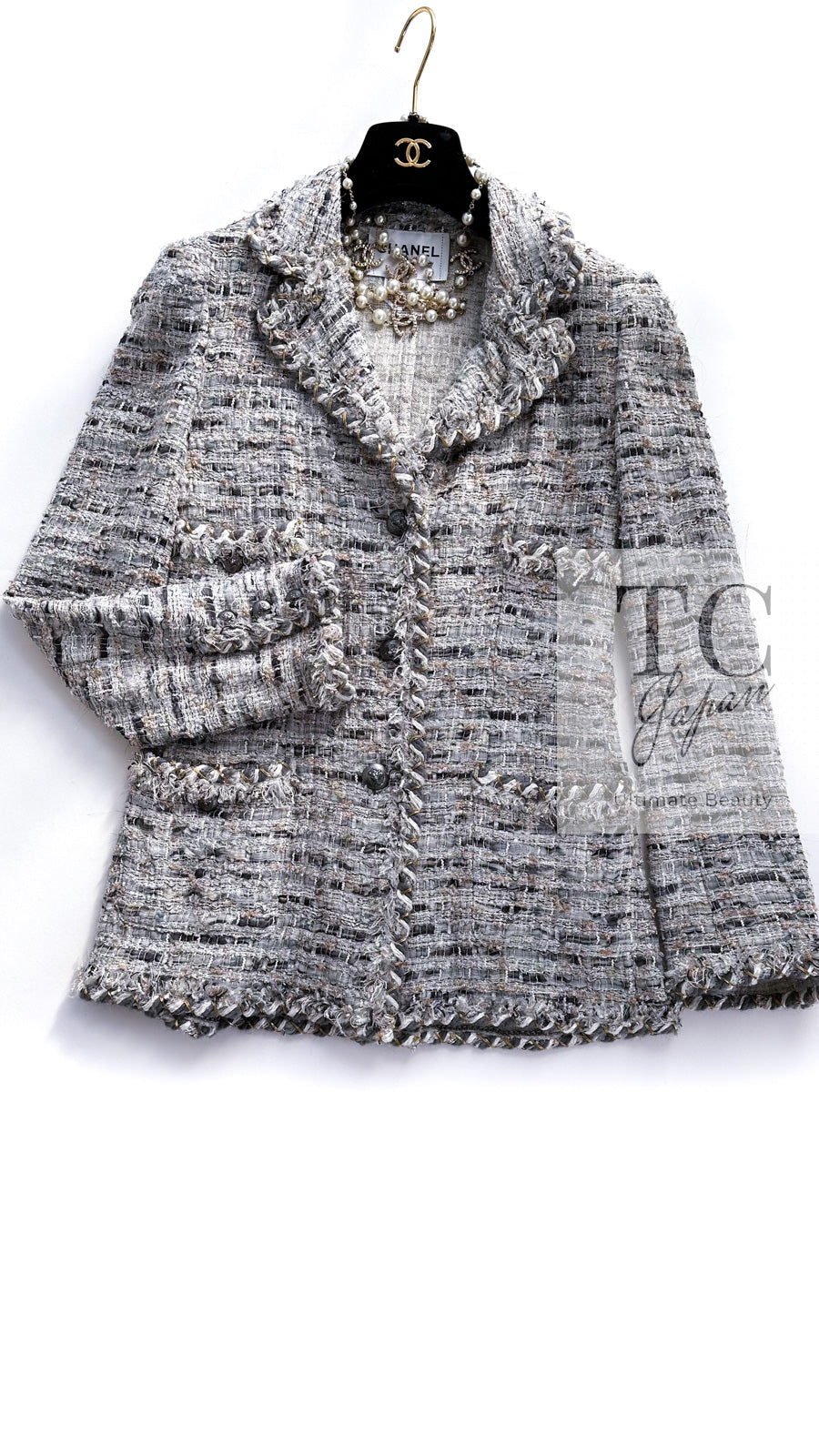 CHANEL 08A Sarah Jessica Parker Grey Multi Tweed Jacket 40 シャネル サラ ジェシカ着用 グレー マルチ ツイード ジャケット 即発