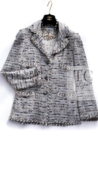 CHANEL 08A Sarah Jessica Parker Grey Multi Tweed Jacket 40 シャネル サラ ジェシカ着用 グレー マルチ ツイード ジャケット 即発