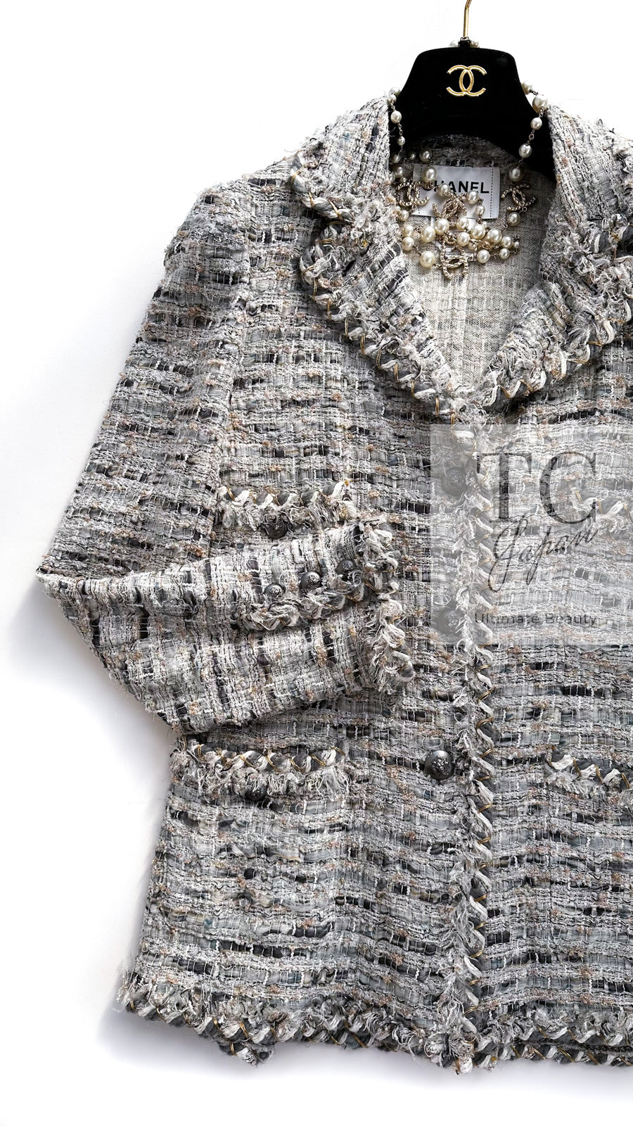 CHANEL 08A Sarah Jessica Parker Grey Multi Tweed Jacket 40 シャネル サラ ジェシカ着用 グレー マルチ ツイード ジャケット 即発