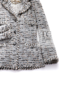 CHANEL 08A Sarah Jessica Parker Grey Multi Tweed Jacket 40 シャネル サラ ジェシカ着用 グレー マルチ ツイード ジャケット 即発
